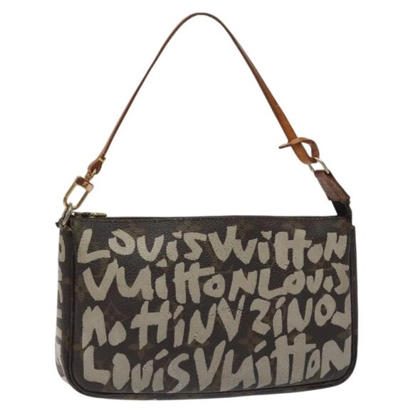 LOUIS VUITTON Monogram Graffiti Pochette Pouch Khaki - Picture 1 of 15